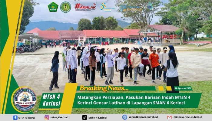 Matangkan Persiapan, Pasukan Barisan Indah MTsN 4 Kerinci Gencar Latihan di Lapangan SMAN 6 Kerinci