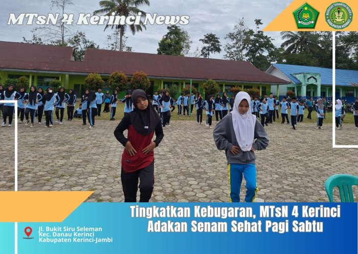 Tingkatkan Kebugaran, MTsN 4 Kerinci Gelar Adakan Senam Sehat Pagi Sabtu
