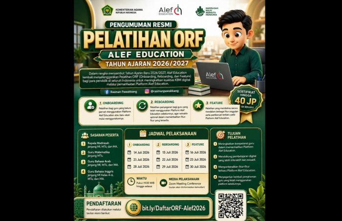 Sambut Tahun Ajaran Baru, Alef Education Gelar Pelatihan ORF 2026/2027 Berhadiah Sertifikat 40 JP! Sambut Tahun Ajaran Baru, Alef Education Gelar Pelatihan ORF 2026/2027 Berhadiah Sertifikat 40 JP!
