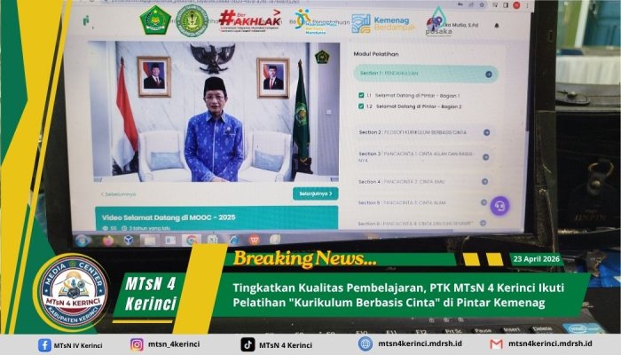 Tingkatkan Kualitas Pembelajaran, PTK MTsN 4 Kerinci Ikuti Pelatihan Kurikulum Berbasis Cinta di Pintar Kemenag Tingkatkan Kualitas Pembelajaran, PTK MTsN 4 Kerinci Ikuti Pelatihan Kurikulum Berbasis Cinta di Pintar Kemenag