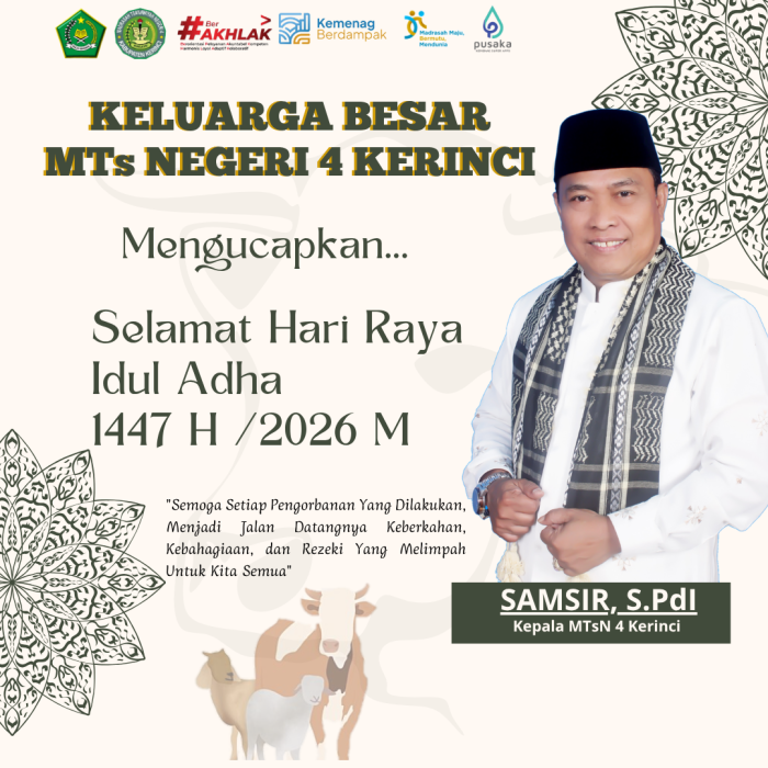 Sambut Hari Raya Kurban, Tim Media Center MTsN 4 Kerinci Desain Ucapan Selamat Idul Adha 1447 H