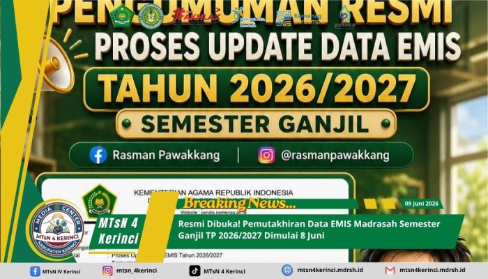 Resmi Dibuka! Pemutakhiran Data EMIS Madrasah Semester Ganjil TP 2026/2027 Dimulai 8 Juni
