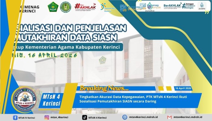 Tingkatkan Akurasi Data Kepegawaian, PTK MTsN 4 Kerinci Ikuti Sosialisasi Pemutakhiran SIASN secara Daring
