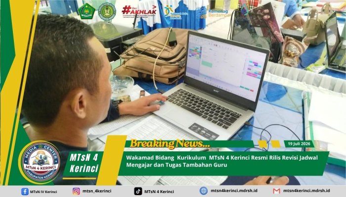 Wakamad Bidang Kurikulum MTsN 4 Kerinci Resmi Rilis Revisi Jadwal Mengajar dan Tugas Tambahan Guru
