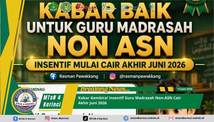 Kabar Gembira! Insentif Guru Madrasah Non-ASN Cair Akhir Juni 2026 Kabar Gembira! Insentif Guru Madrasah Non-ASN Cair Akhir Juni 2026