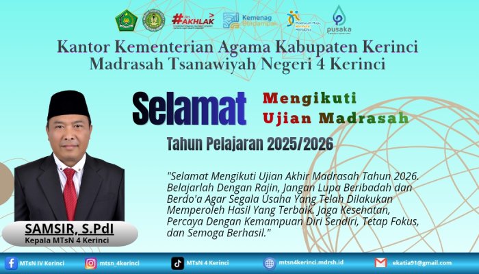 Berikan Dukungan Moral, MTsN 4 Kerinci Sampaikan Ucapan Semangat Jelang Ujian Akhir Kelas IX Melalui Platform Digital Berikan Dukungan Moral, MTsN 4 Kerinci Sampaikan Ucapan Semangat Jelang Ujian Akhir Kelas IX Melalui Platform Digital