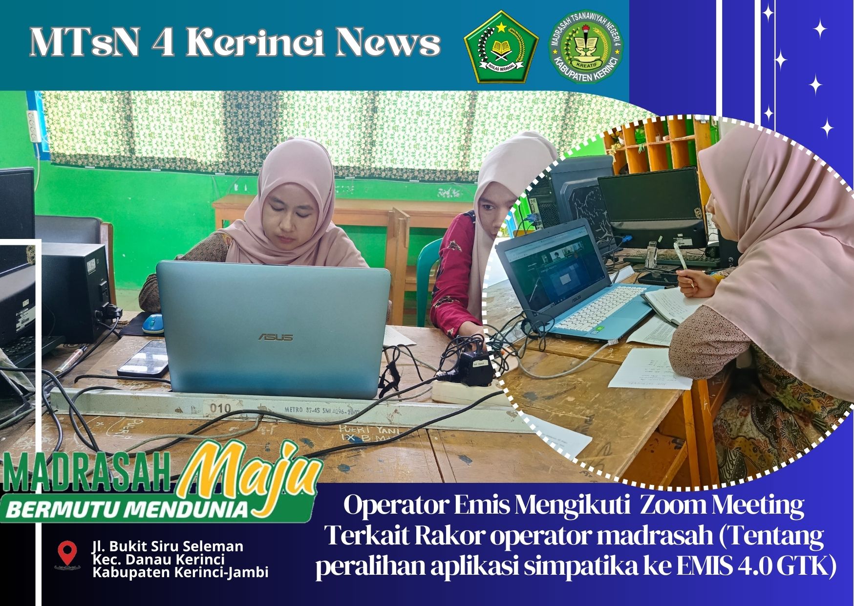 Operator Emis Mengikuti Zoom Meeting terkait Rakor operator madrasah (Tentang peralihan aplikasi simpatika ke EMIS 4.0 GTK)
