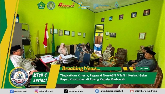 Tingkatkan Kinerja, Pegawai Non-ASN MTsN 4 Kerinci Gelar Rapat Koordinasi di Ruang Kepala Madrasah