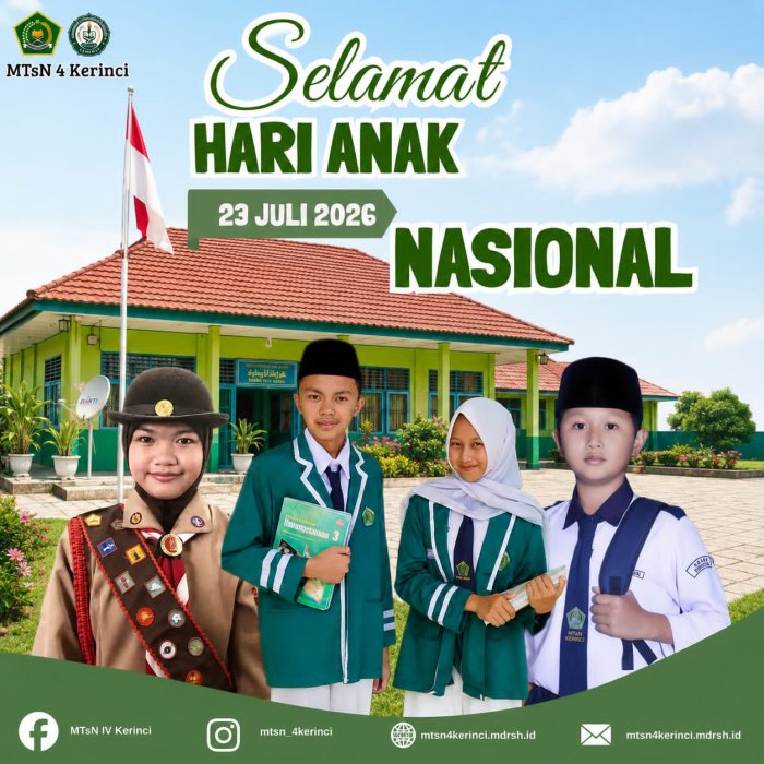 Sambut Hari Anak Nasional 2026, MTsN 4 Kerinci Bagikan Ucapan Spesial Untuk Seluruh Anak se-Indonesia