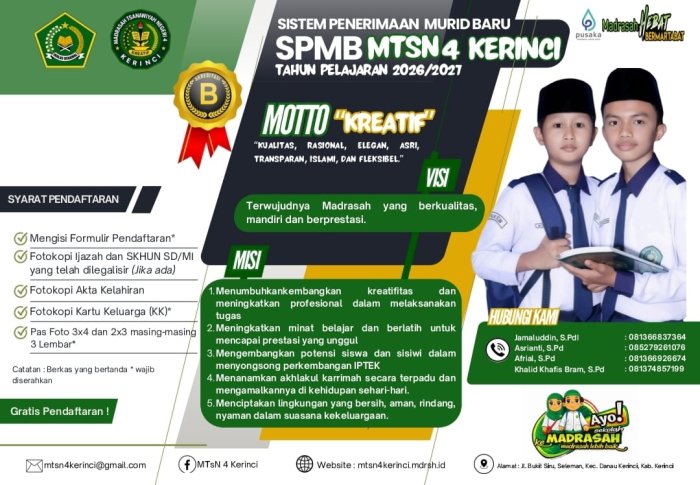 Sambut Tahun Ajaran Baru 2026/2027, Panitia SPMB MTsN 4 Kerinci Rampungkan Persiapan Brosur dan Administrasi Sosialisasi