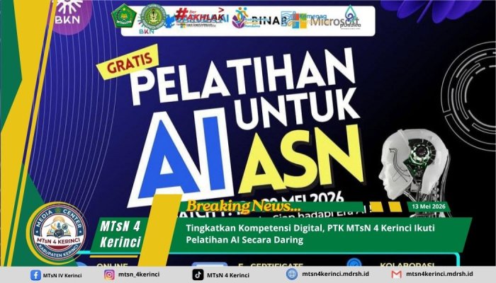 Tingkatkan Kompetensi Digital, PTK MTsN 4 Kerinci Ikuti Pelatihan AI Secara Daring