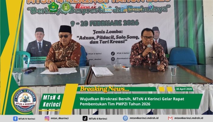 Wujudkan Birokrasi Bersih, MTsN 4 Kerinci Gelar Rapat Pembentukan Tim PMPZI Tahun 2026