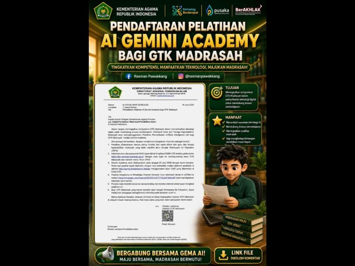 Tingkatkan Kompetensi Digital, Kemenag Buka Pelatihan AI Gemini Academy Bagi GTK Madrasah Pemilik Akun GWS