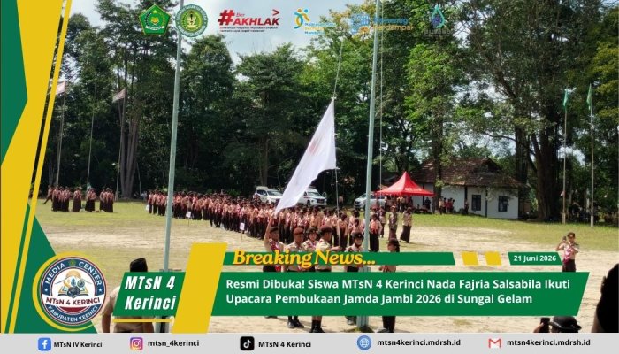Resmi Dibuka! Siswa MTsN 4 Kerinci Nada Fajria Salsabila Ikuti Upacara Pembukaan Jamda Jambi 2026 di Sungai Gelam
