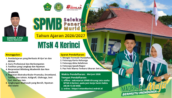 Guna Jaring Calon Siswa Potensial, Tim Media Center MTsN 4 Kerinci Desain Brosur Kreatif SPMB Tapel 2026/2027