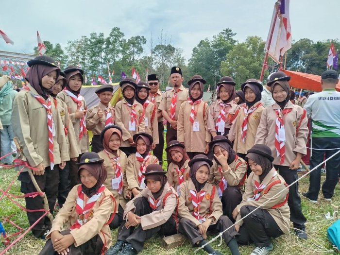 Pramuka MTsN 4 Kerinci Semangat Ikuti Jambore Ranting Gabungan di Wilayah IV