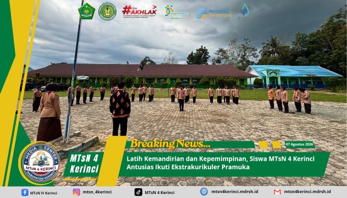 Latih Kemandirian dan Kepemimpinan, Siswa MTsN 4 Kerinci Antusias Ikuti Ekstrakurikuler Pramuka
