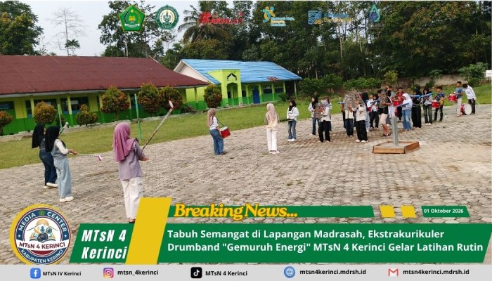 Tabuh Semangat di Lapangan Madrasah, Ekstrakurikuler Drumband Gemuruh Energi MTsN 4 Kerinci Gelar Latihan Rutin Tabuh Semangat di Lapangan Madrasah, Ekstrakurikuler Drumband Gemuruh Energi MTsN 4 Kerinci Gelar Latihan Rutin
