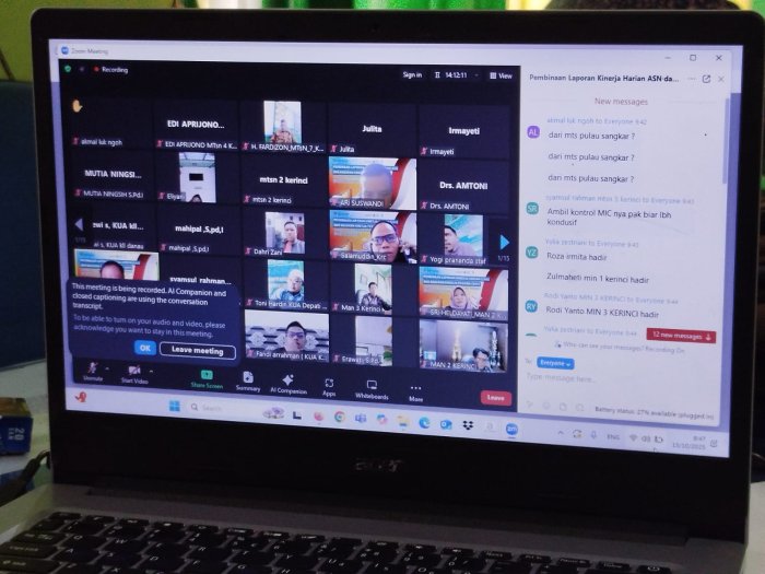 PTK MTsN 4 Kerinci Ikuti Pembinaan LKH dan SKP ASN Secara Daring