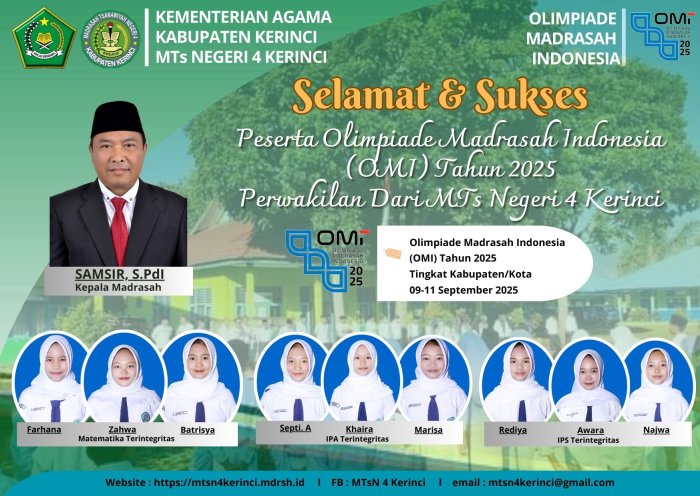 Sembilan Siswa MTsN 4 Kerinci Siap Ikuti OMI 2025 Tingkat Kabupaten Kerinci