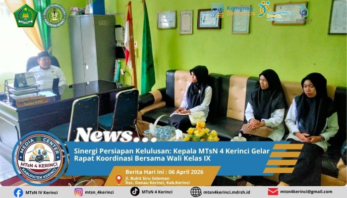 Sinergi Persiapan Kelulusan: Kepala MTsN 4 Kerinci Gelar Rapat Koordinasi Bersama Wali Kelas IX