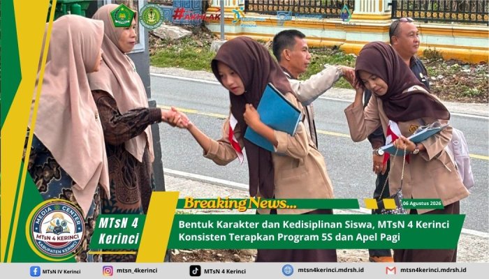 Bentuk Karakter dan Disiplin Siswa, MTsN 4 Kerinci Konsisten Terapkan Program 5S Dan Apel Pagi