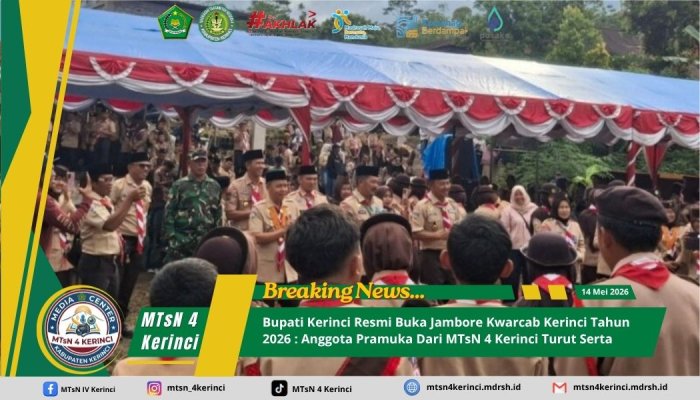Bupati Kerinci Resmi Buka Jambore Kwarcab Kerinci 2026: Anggota Pramuka Dari MTsN 4 Kerinci Turut Serta Bupati Kerinci Resmi Buka Jambore Kwarcab Kerinci 2026: Anggota Pramuka Dari MTsN 4 Kerinci Turut Serta