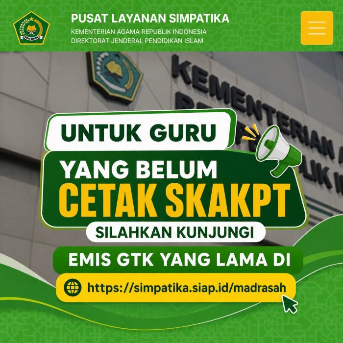 Imbauan Penting: Majelis Guru yang Belum Cetak SKAKPT Diminta Segera Tuntaskan Administrasi Imbauan Penting: Majelis Guru yang Belum Cetak SKAKPT Diminta Segera Tuntaskan Administrasi