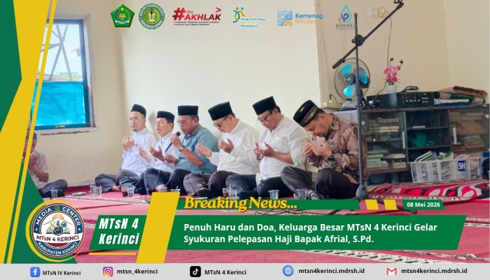 Penuh Haru dan Do'a, Keluarga Besar MTsN 4 Kerinci Gelar Syukuran Pelepasan Haji Bapak Afrial, S.Pd. Penuh Haru dan Do'a, Keluarga Besar MTsN 4 Kerinci Gelar Syukuran Pelepasan Haji Bapak Afrial, S.Pd.