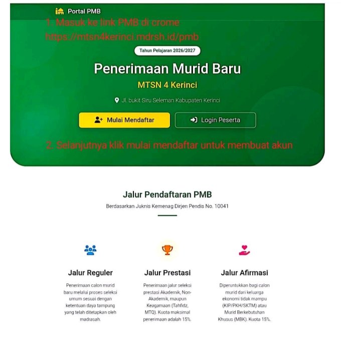 Mudahkan Calon Siswa, Admin Website MTsN 4 Kerinci Rilis Tutorial Pendaftaran Online 2025/2026 Mudahkan Calon Siswa, Admin Website MTsN 4 Kerinci Rilis Tutorial Pendaftaran Online 2025/2026