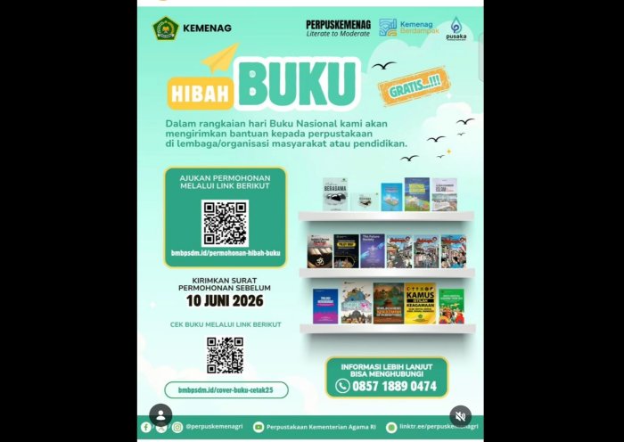 Sambut Hari Buku Nasional, Perpustakaan Kemenag RI Gelar Program Hibah Buku Gratis untuk Lembaga dan Sekolah