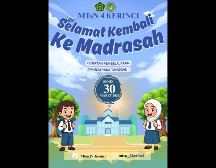 MTsN 4 Kerinci Tetapkan Jadwal Masuk Sekolah Pasca Lebaran: Siswa Kembali Beraktivitas 30 Maret