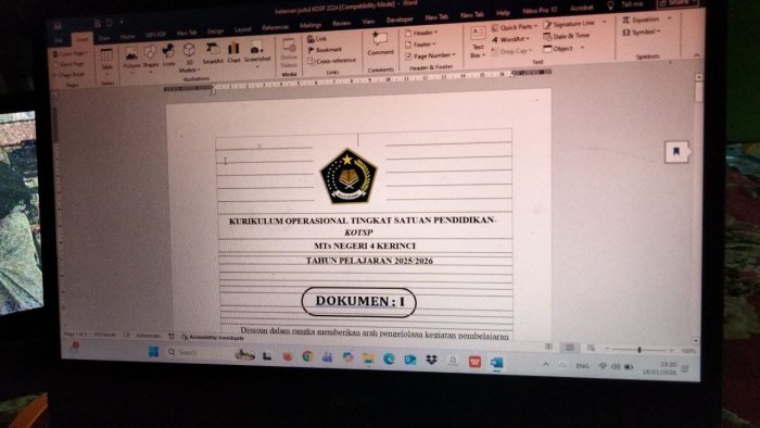 Matangkan Persiapan Akademik, Waka Kurikulum MTsN 4 Kerinci Susun KOTSP Semester Genap 2025/2026