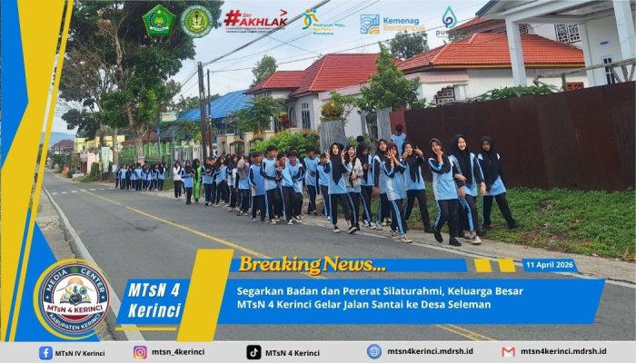 Segarkan Badan dan Pererat Silaturahmi, Keluarga Besar MTsN 4 Kerinci Gelar Jalan Santai ke Desa Seleman