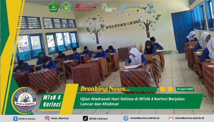 Ujian Madrasah Hari Kelima di MTsN 4 Kerinci Berjalan Lancar dan Khidmat