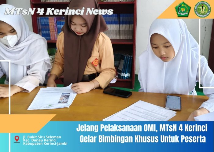 Jelang Pelaksanaan OMI, MTsN 4 Kerinci Gelar Bimbingan Khusus untuk Peserta