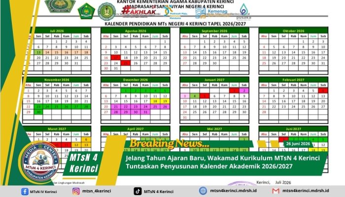 Jelang Tahun Ajaran Baru, Wakamad Kurikulum MTsN 4 Kerinci Tuntaskan Penyusunan Kalender Akademik 2026/2027 Jelang Tahun Ajaran Baru, Wakamad Kurikulum MTsN 4 Kerinci Tuntaskan Penyusunan Kalender Akademik 2026/2027
