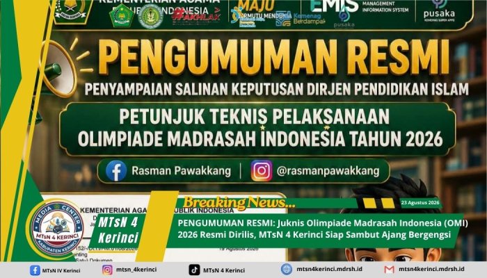 PENGUMUMAN RESMI: Juknis Olimpiade Madrasah Indonesia (OMI)2026 Resmi Dirilis,MTsN 4 Kerinci Siap Sambut Ajang Bergengsi
