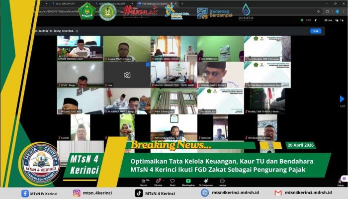 Optimalkan Tata Kelola Keuangan, Kaur TU dan Bendahara MTsN 4 Kerinci Ikuti FGD Zakat Sebagai Pengurang Pajak