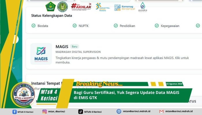 Bagi Guru Sertifikasi, Yuk Segera Update Data MAGIS di EMIS GTK